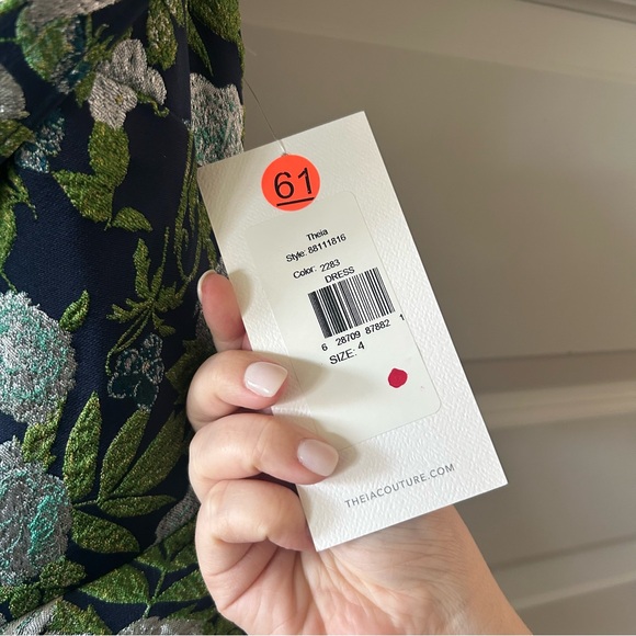 NWT Theia Tatum Floral Peplum A Line Midi Dress - Picture 4 of 6